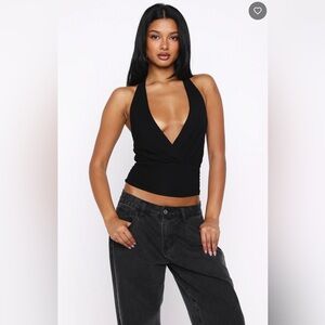 White Fox Show Stopping Halter Top Black